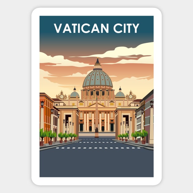 Vatican City Vintage Minimal Retro Travel Poster Sticker by jornvanhezik